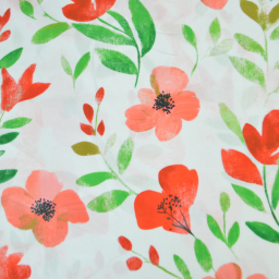 Tissu popeline de viscose Bilbao - motif fleurs rouges et vertes