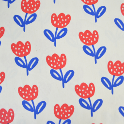 Tissu popeline de coton Poppy – motif tulipes rouges et bleues