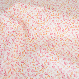 Tissu popeline de coton Poppy – motif fleurs roses