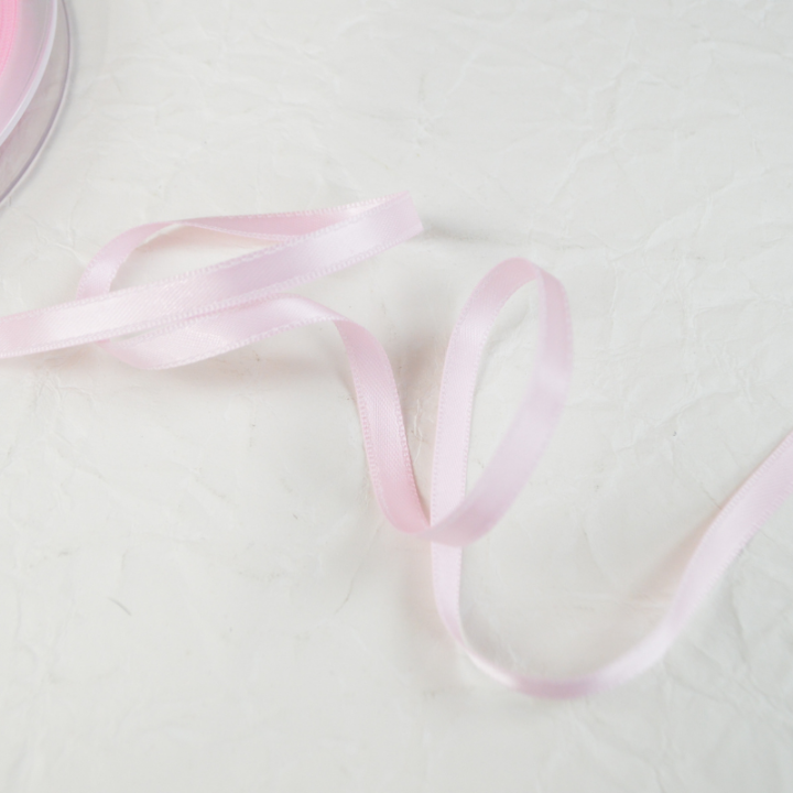 Ruban satin rose clair - 6 mm