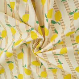 Tissu cretonne coton Lime motif citrons fond écru - OEKO TEX