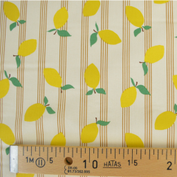Tissu cretonne coton Lime motif citrons fond écru - OEKO TEX