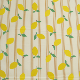 Tissu cretonne coton Lime motif citrons fond écru - OEKO TEX