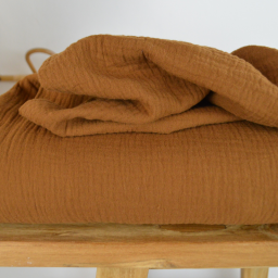Tissu Double gaze coton Tabac - OEKO TEX