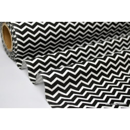 Tissu 100% coton dessin zigzag chevrons noir