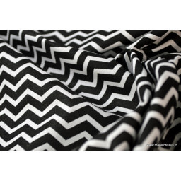Tissu 100% coton dessin zigzag chevrons noir