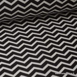 Tissu 100% coton dessin zigzag chevrons noir