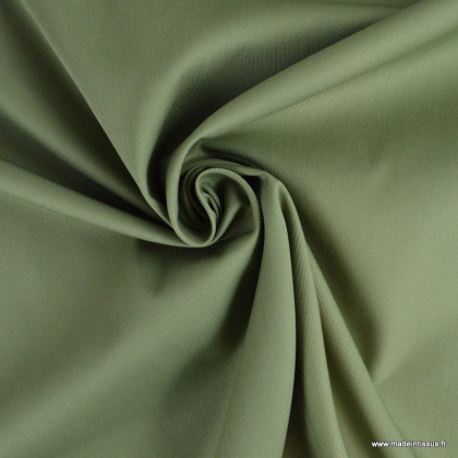 Tissu gabardine sergé coloris olive - OEKO TEX