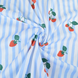 Pul contact alimentaire motifs rayures bleues et fraises - motif exclusif