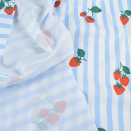 Pul contact alimentaire motifs rayures bleues et fraises - motif exclusif