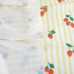 Pul contact alimentaire motifs rayures jaunes et fraises - motif exclusif