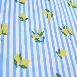 Pul contact alimentaire motifs citrons et rayures bleues - motif exclusif