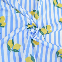 Pul contact alimentaire motifs citrons et rayures bleues - motif exclusif