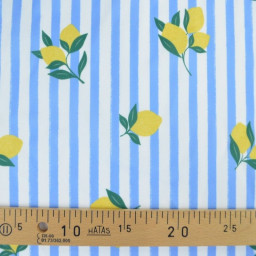 Pul contact alimentaire motifs citrons et rayures bleues - motif exclusif