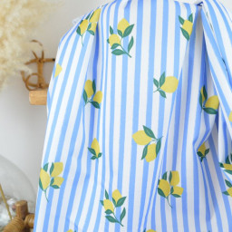 Pul contact alimentaire motifs citrons et rayures bleues - motif exclusif