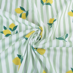 Pul contact alimentaire motifs citrons et rayures vert amande - motif exclusif