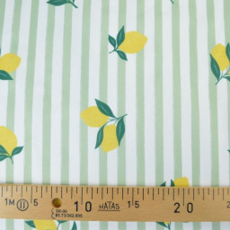 Pul contact alimentaire motifs citrons et rayures vert amande - motif exclusif