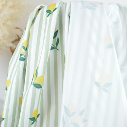 Pul contact alimentaire motifs citrons et rayures vert amande - motif exclusif