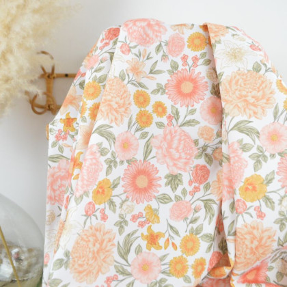 Pul contact alimentaire motif fleurs Élisabeth rose et beige