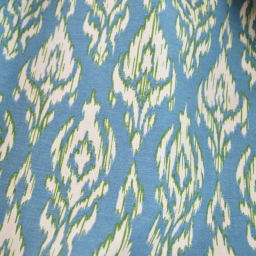 Tissu canva Basuki type canvas motif Ikat bleu et lin