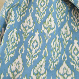 Tissu canva Basuki type canvas motif Ikat bleu et lin