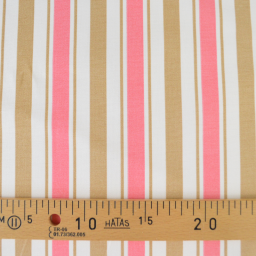 Tissu canva lydia type bachette motif rayures roses et camel