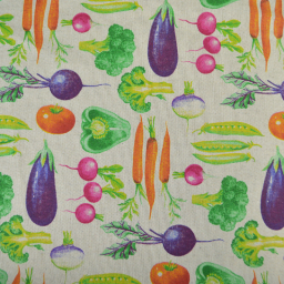 Tissu toile aspect lin Jardinière – Motif légumes