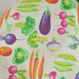 Tissu toile aspect lin Jardinière – Motif légumes