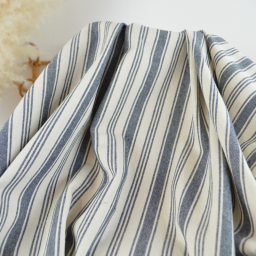 Tissu coton Eugene tissé teint à rayures Indigo