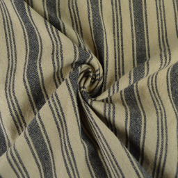 Tissu coton Eugene tissé teint à rayures Noir et lin