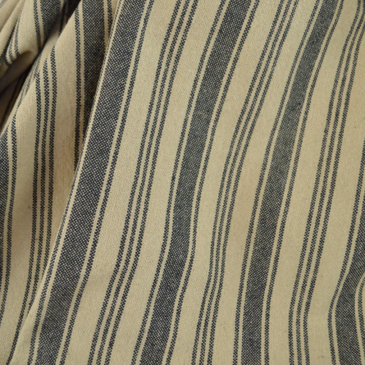 Tissu coton Eugene tissé teint à rayures Noir et lin