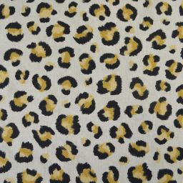 Tissu demi natté coton motif léopard doré fond aspect lin