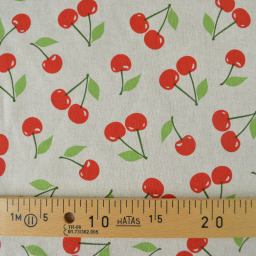 Tissu toile aspect lin – Motif cerises