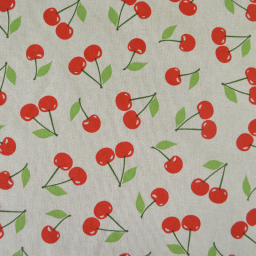 Tissu toile aspect lin – Motif cerises