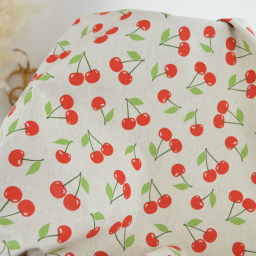 Tissu toile aspect lin – Motif cerises