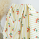 Tissu double gaze de coton Gariguette motif fraises et rayures jaunes