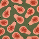 Tissu demi natté canvas motif Papayes fond vert