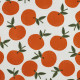 Tissu demi natté canvas motif oranges fond blanc