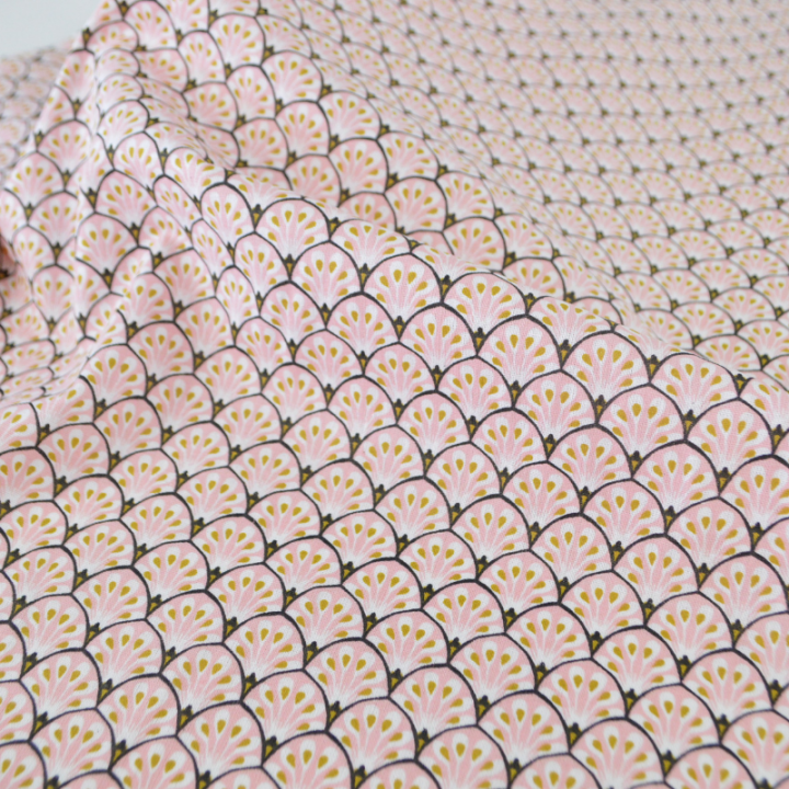 Tissu coton Gaudi écailles Rose - OEKO TEX