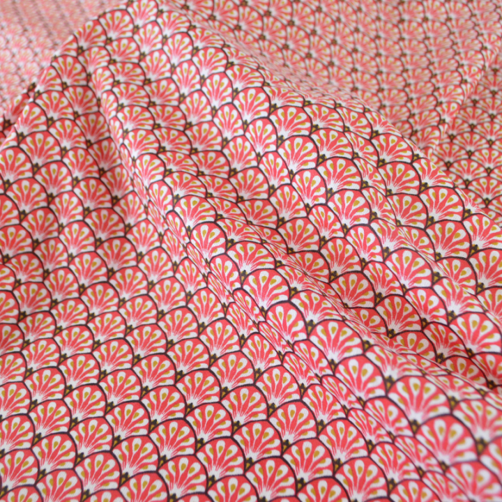Tissu coton Gaudi écailles Rouge - OEKO TEX