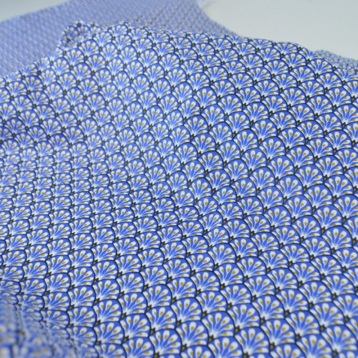 Tissu coton Gaudi écailles Bleu encre - OEKO TEX