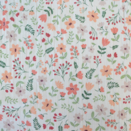 Tissu double gaze de coton Leopold motif fleurs des champs Rose