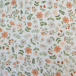 Tissu double gaze de coton Leopold motif fleurs des champs Marsala