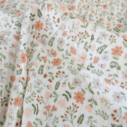 Tissu double gaze de coton Leopold motif fleurs des champs Marsala