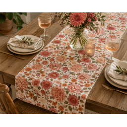 Tissu Popeline de coton Elisabeth motif fleurs rose et abricot - OEKO TEX