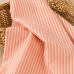 Tissu seersucker à rayures larges - Corail et Nude