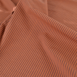 Tissu seersucker à rayures fines - Caramel et Aubergine