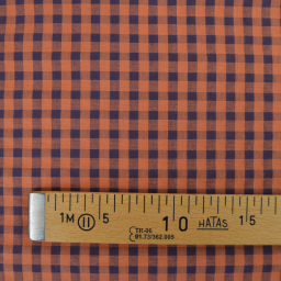 Tissu seersucker Vichy grands carreaux Caramel et Aubergine - OEKO TEX