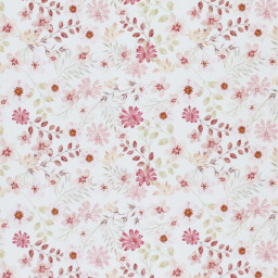 Tissu popeline Ambroise fleurs pastel roses fond blanc cassé