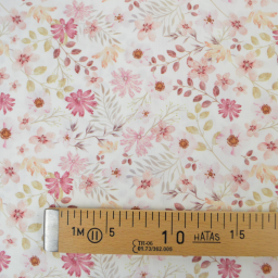 Tissu popeline Ambroise fleurs pastel roses fond blanc cassé